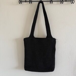 The Sak Black Crochet Tote Bag with Woven Texture